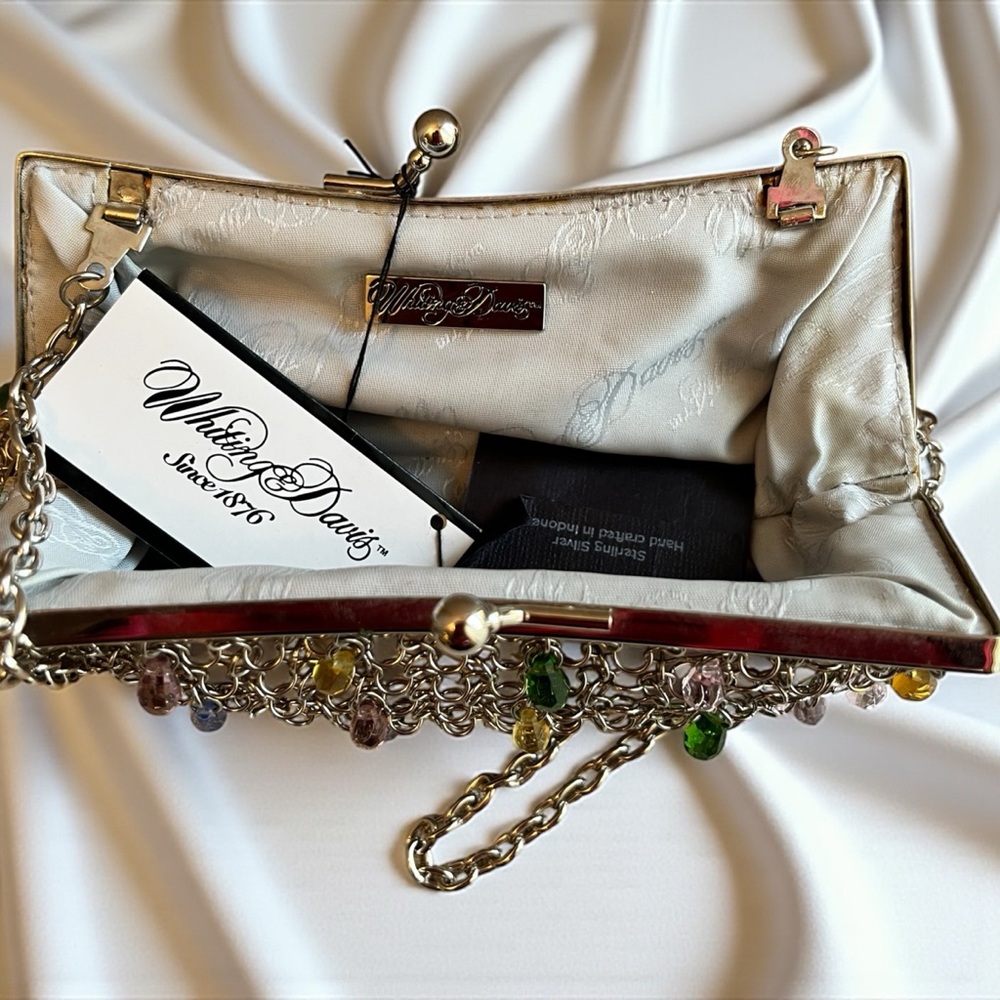 Whiting & Davis Silver and Multicolor Chain Clutch